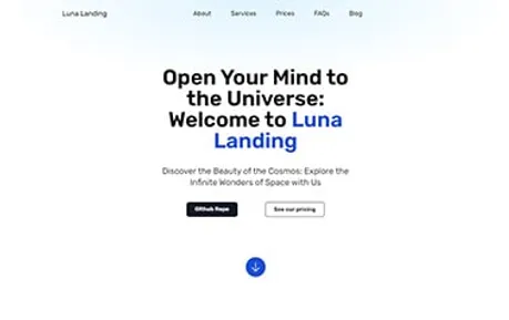 Luna Landing - Free Tailwind CSS Astro startup template featuring essential sections in a clean light mode design.