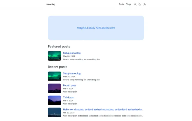 Nanoblog Astro theme preview