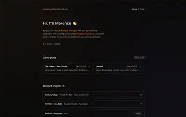 Max - Free Tailwind CSS Astro personal website theme based on a dark theme, perfect for developers.