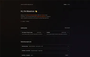 Max - Free Tailwind CSS Astro personal website template based on a dark theme, perfect for developers.