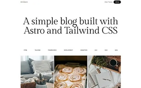 Micro Blog - Tailwind Astro blog template based on light theme, big typography and classy titles
