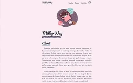 Milky Way - Fun free Astro portfolio template with whimsical charm, designed to showcase creativity.