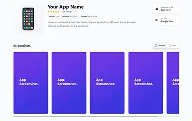 Mobile Landing - Tailwind React Astro mobile app landing page template featuring gray background and hover nav