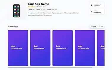 Mobile Landing - Tailwind React Astro mobile app landing page theme featuring gray background and hover nav