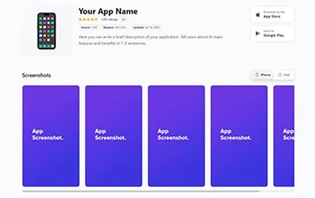 Mobile Landing - Tailwind React Astro mobile app landing page template featuring gray background and hover nav