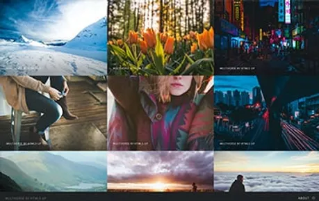 Multiverse - Astro portfolio template featuring impactful project covers grid and details lightbox