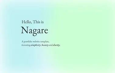 Nagare - Astro portfolio theme featuring unique gradients, diffuse effects and stylish typography