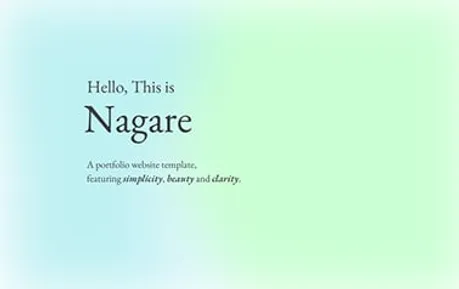 Nagare - Astro portfolio template featuring unique gradients, diffuse effects and stylish typography