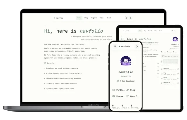 Navfolio Astro template preview