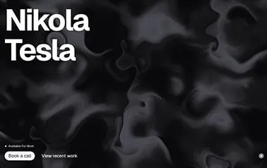 Nikola Tesla Portfolio - Tailwind React Astro personal website template featuring abstract animated dark backgrounds