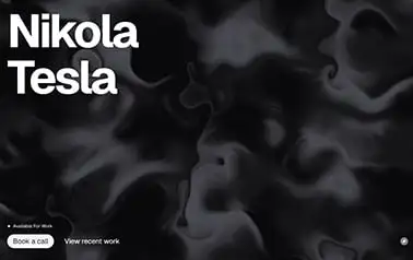 Nikola Tesla Portfolio - Tailwind React Astro personal website theme featuring abstract animated dark backgrounds