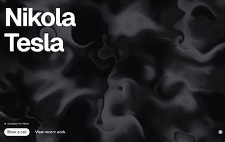 Nikola Tesla Portfolio - Tailwind React Astro personal website template featuring abstract animated dark backgrounds