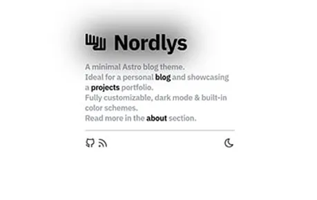 Nordlys - Tailwind Astro portfolio template featuring one screen home and multiple narrow layout pages