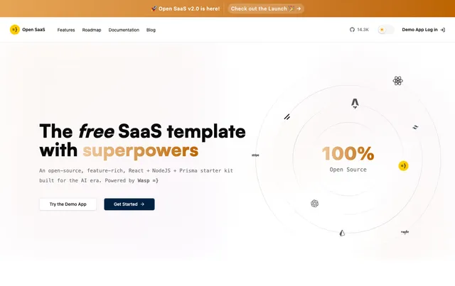 Open SaaS Astro template preview