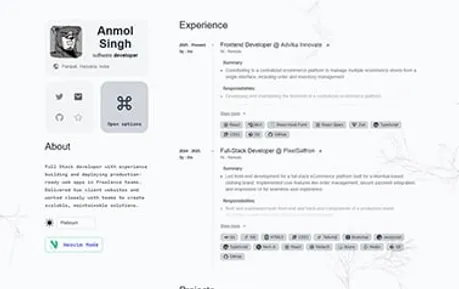 Portfolio Dev - Tailwind React Astro portfolio template featuring tech style and outlined bento grid cells