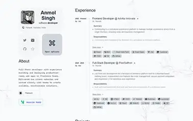 Portfolio Dev - Tailwind React Astro portfolio theme featuring tech style and outlined bento grid cells