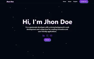 Portfolio Developers Astro - Tailwind Astro personal website template featuring dark theme and animated background