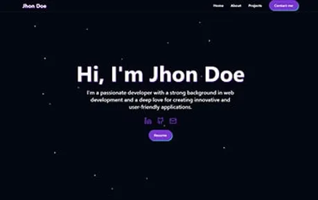 Portfolio Developers Astro - Tailwind Astro personal website template featuring dark theme and animated background