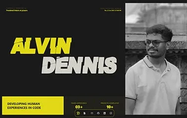Portfolio Website Alvin - Shadcn Tailwind Nextjs Astro portfolio template featuring fluid dark layout and interactions