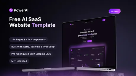 PowerAI Astro - Dark AI SaaS Astro template with polished landing pages, dashboard-style sections, and CMS-ready content.