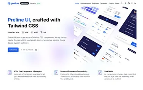 Preline UI - Tailwind CSS Astro-compatible component library containing pre-built UI components for web interfaces.
