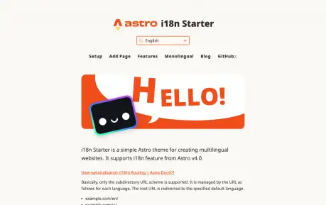 Astro i18n Starter - A compact multilingual Astro starter with language-aware routes and example content.