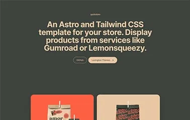 Quickstore - Tailwind Astro digital product landing page template with unique design
