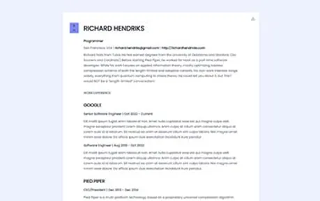 Richard - Excellent free Tailwind CSS Astro resume template featuring a basic and efficient layout.