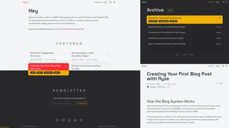 Ryze - A reader-friendly blog starter with accessibility, SEO and responsiveness out of the box.