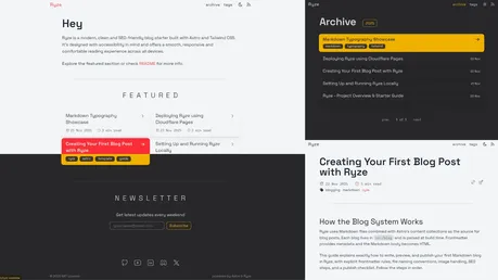 Ryze - A reader-friendly blog starter with accessibility, SEO and responsiveness out of the box.
