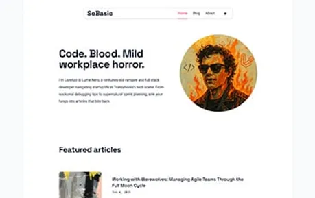 So Basic - Tailwind Astro blog template featuring modern boxed layout with elegant typography