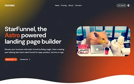 StarFunnel - Static Vue-powered Astro startup theme with a curved hero section and beautiful gradients.