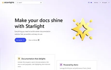 Starlight - Free Astro documentation template for accessible, high-performance projects.