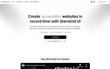 Starwind UI - Tailwind Astro component library featuring animated, customizable and accessible elements