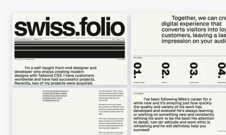 Swissfolio - A modern Astro and Tailwind CSS template for your your links, information, projects, and more.