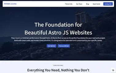 Titan Core - Astro business website theme featuring multiple useful sections with fly in animation effect