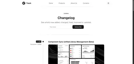 Track - Changelog Landing Template - Track is a clean Free Astro Changelog Landing Page theme to publish updates, releases, fixes, and improvements with clarity and consistency.