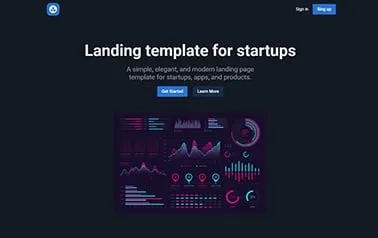 Trail Landing - Tailwind CSS and React Astro landing page template in a sleek dark theme with vivid blue highlights.