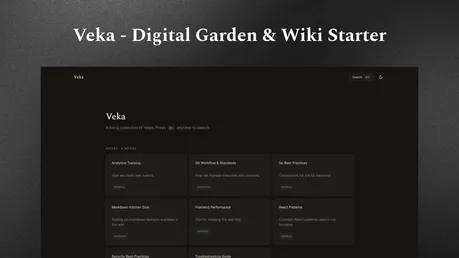Veka - Astro digital garden and wiki starter with dark theme and card-based note grid