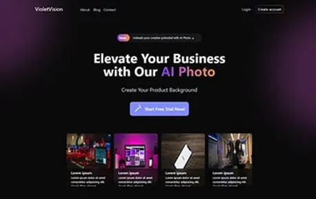 VioletVision - A basic free Tailwind CSS Astro SaaS landing page template ideal for simple web app presentations.