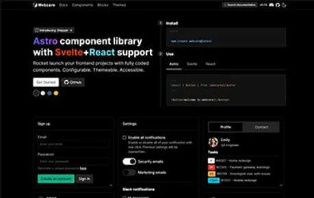 Webcore UI - Astro component library designed to help developers launch their frontend projects more easily.